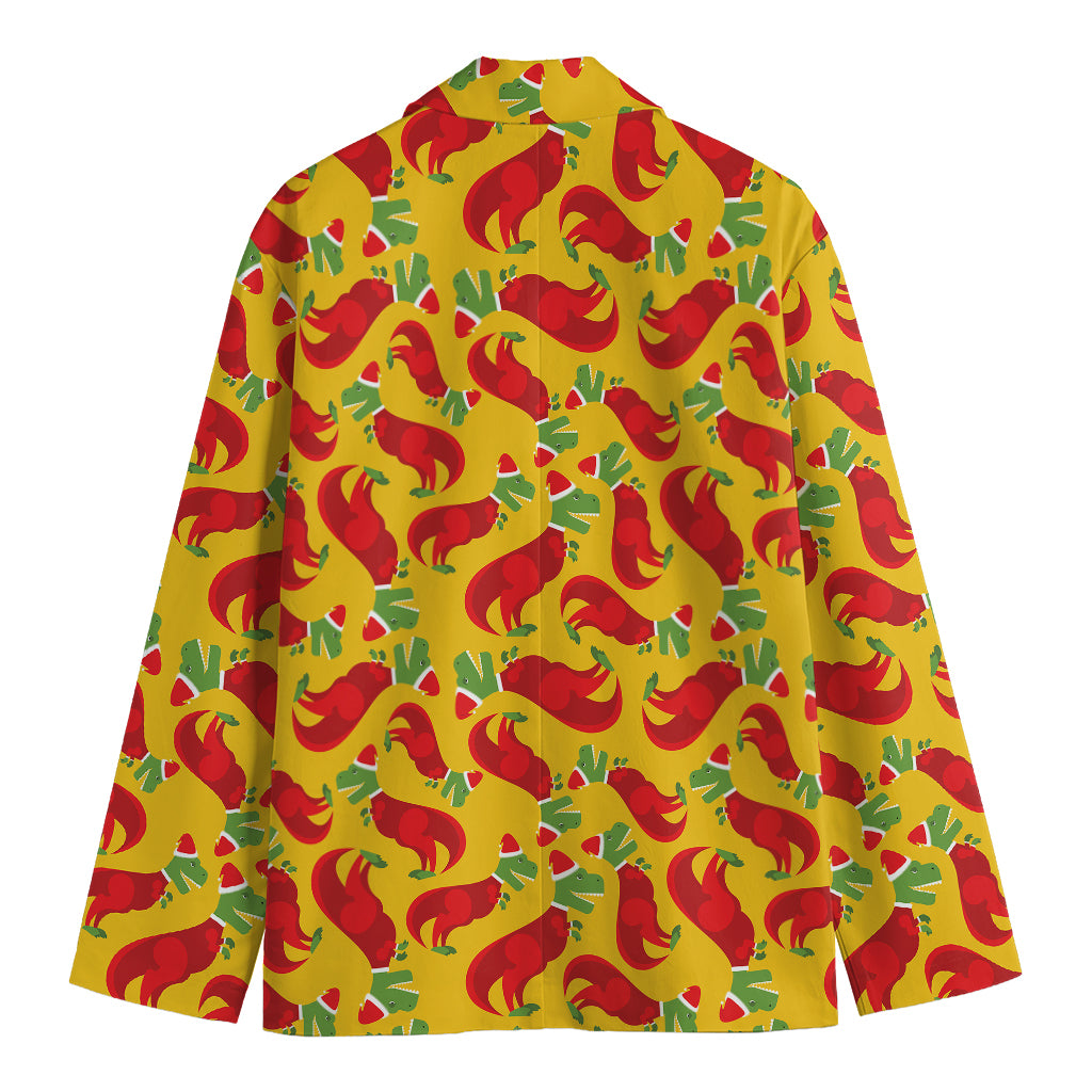 Santa Claus T-Rex Christmas Dino Print Men's Blazer