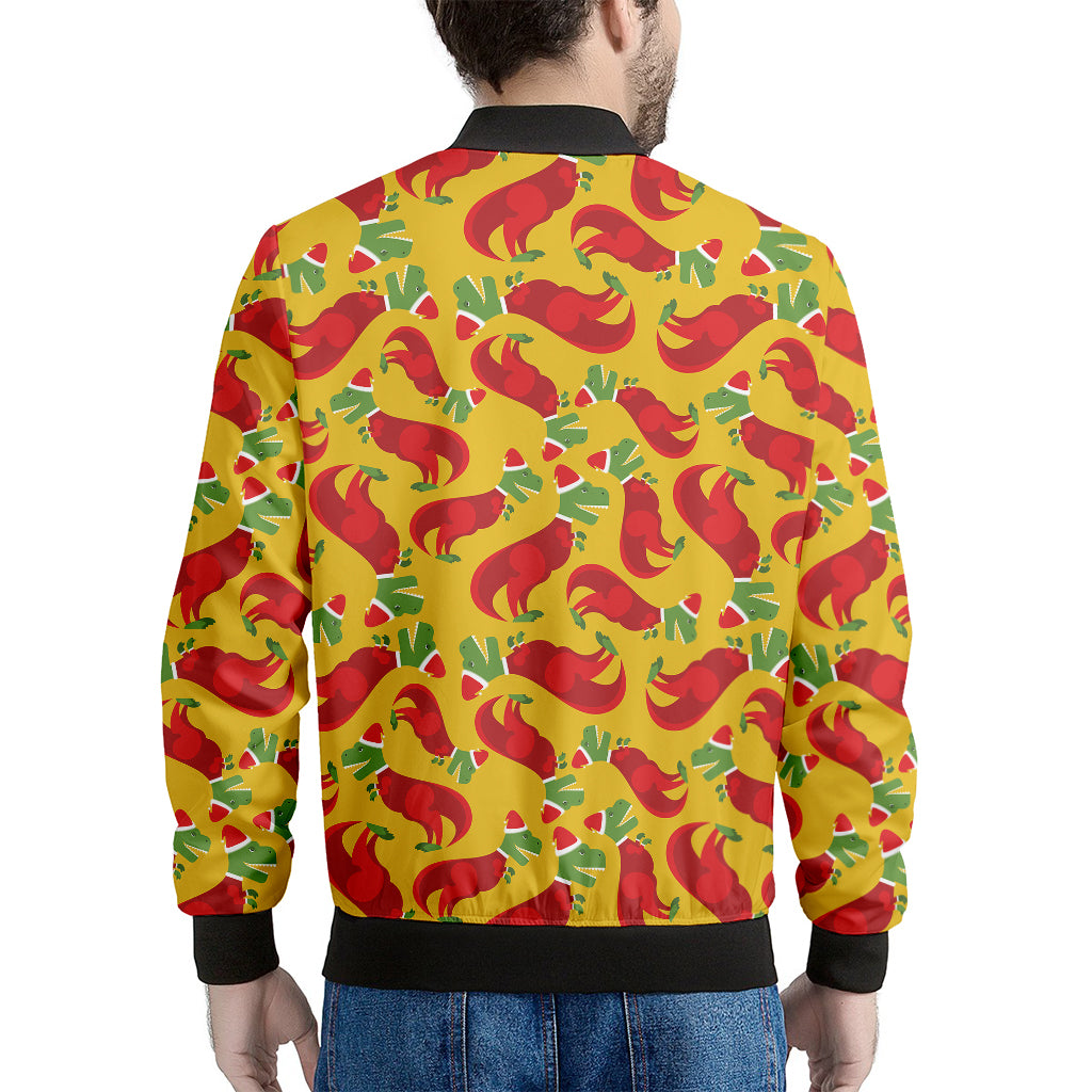 Santa Claus T-Rex Christmas Dino Print Men's Bomber Jacket