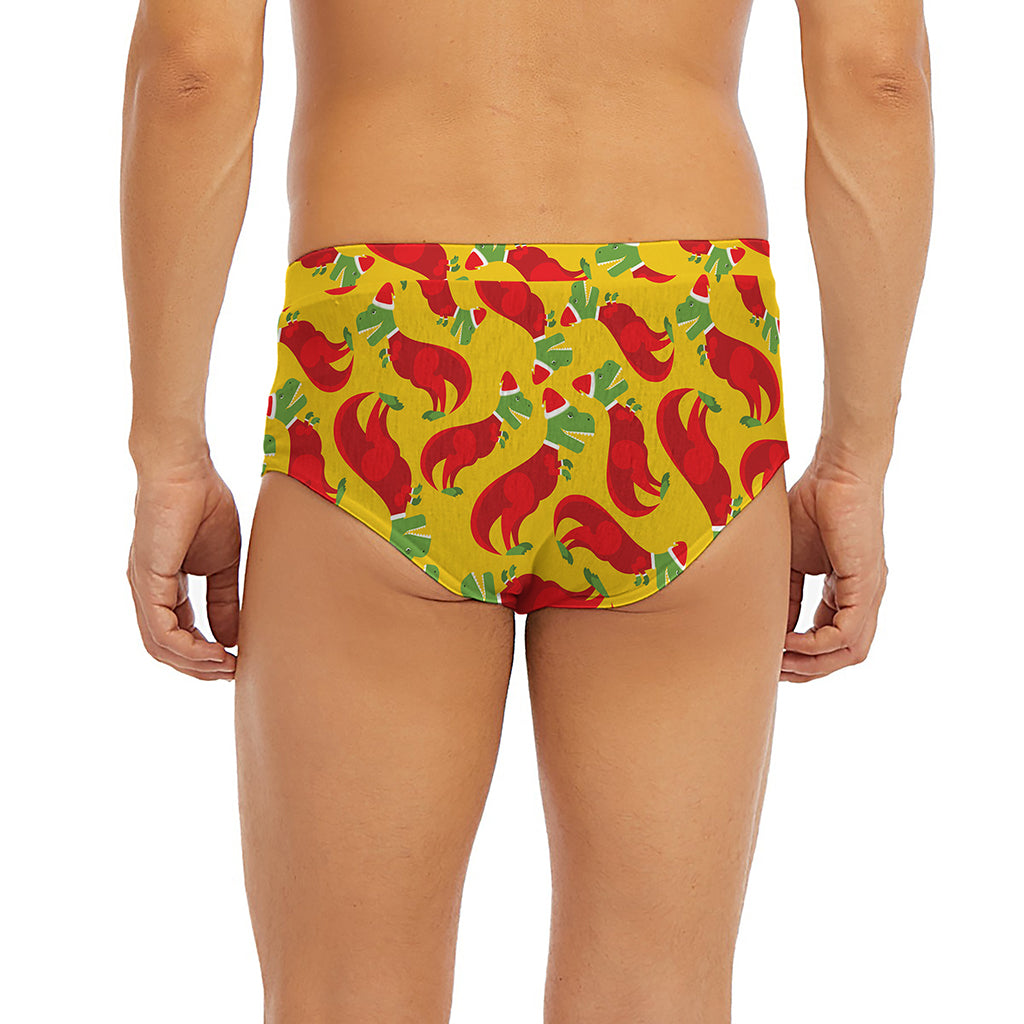 Santa Claus T-Rex Christmas Dino Print Men's Briefs
