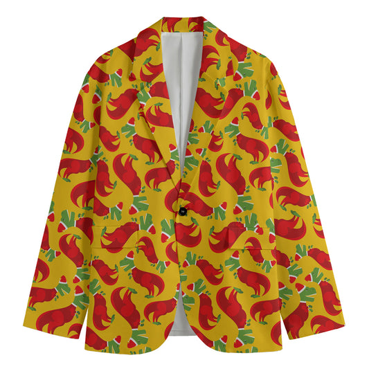 Santa Claus T-Rex Christmas Dino Print Men's Cotton Blazer