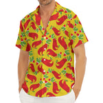 Santa Claus T-Rex Christmas Dino Print Men's Deep V-Neck Shirt