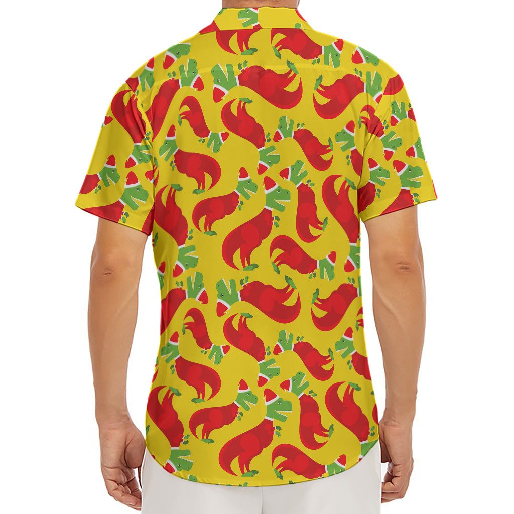 Santa Claus T-Rex Christmas Dino Print Men's Deep V-Neck Shirt