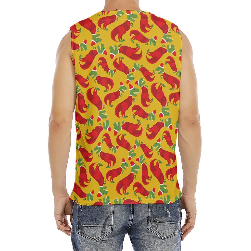 Santa Claus T-Rex Christmas Dino Print Men's Fitness Tank Top
