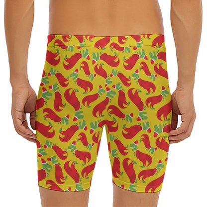 Santa Claus T-Rex Christmas Dino Print Men's Long Boxer Briefs