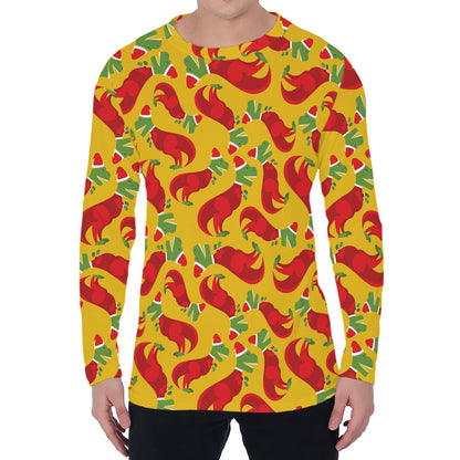 Santa Claus T-Rex Christmas Dino Print Men's Long Sleeve T-Shirt
