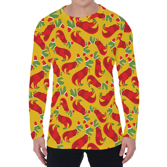 Santa Claus T-Rex Christmas Dino Print Men's Long Sleeve T-Shirt