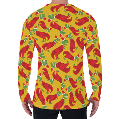 Santa Claus T-Rex Christmas Dino Print Men's Long Sleeve T-Shirt
