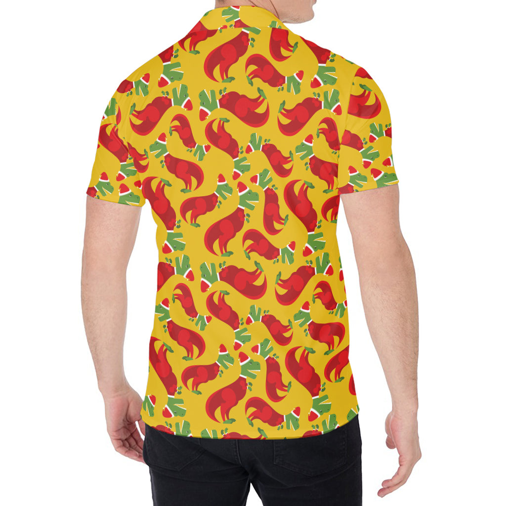 Santa Claus T-Rex Christmas Dino Print Men's Shirt