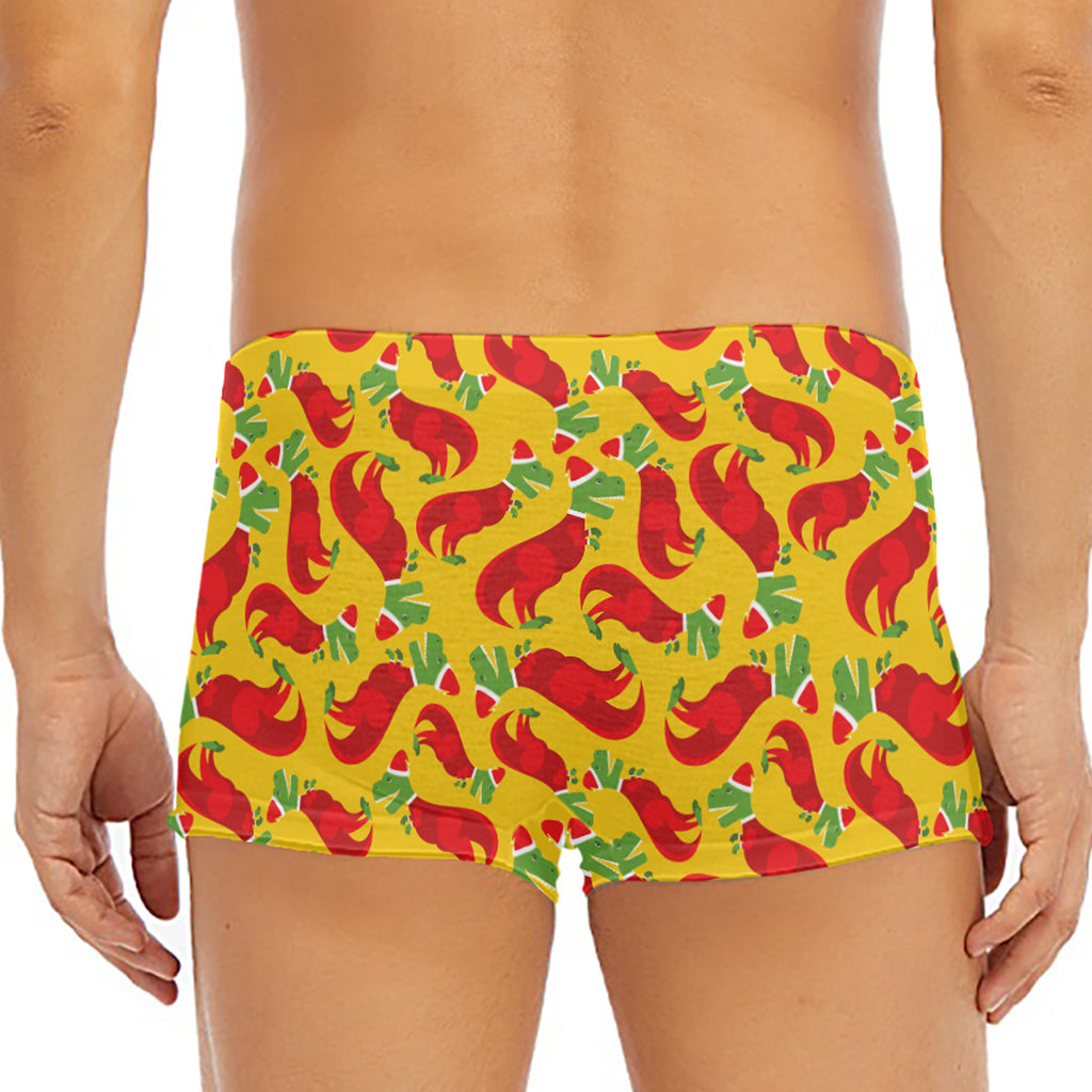 Santa Claus T-Rex Christmas Dino Print Men's Short Boxer Briefs