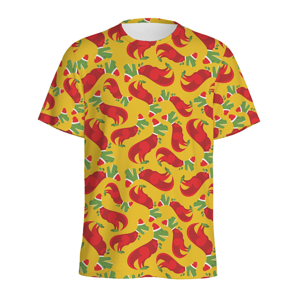 Santa Claus T-Rex Christmas Dino Print Men's Sports T-Shirt