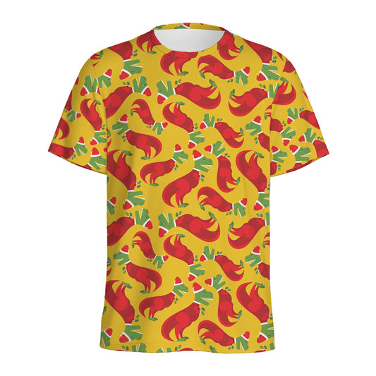 Santa Claus T-Rex Christmas Dino Print Men's Sports T-Shirt