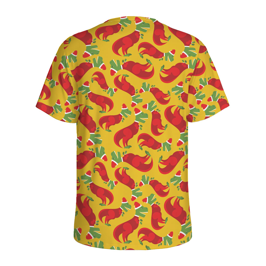 Santa Claus T-Rex Christmas Dino Print Men's Sports T-Shirt