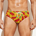 Santa Claus T-Rex Christmas Dino Print Men's Swim Briefs