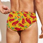 Santa Claus T-Rex Christmas Dino Print Men's Swim Briefs
