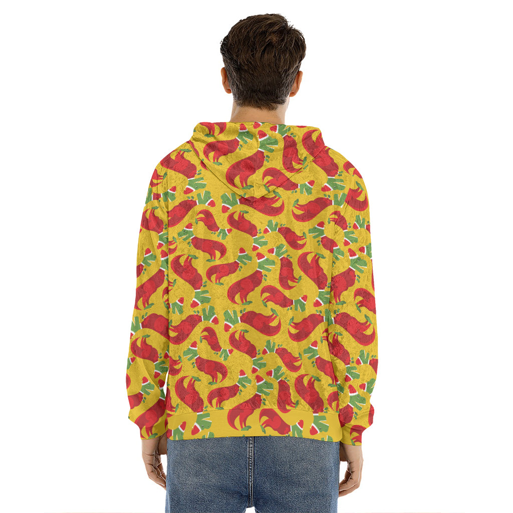 Santa Claus T-Rex Christmas Dino Print Men's Velvet Pullover Hoodie