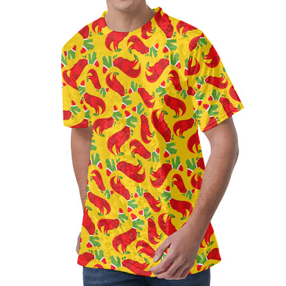 Santa Claus T-Rex Christmas Dino Print Men's Velvet T-Shirt