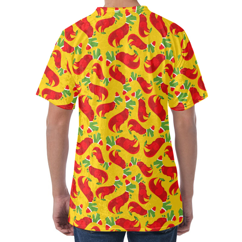 Santa Claus T-Rex Christmas Dino Print Men's Velvet T-Shirt