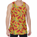 Santa Claus T-Rex Christmas Dino Print Men's Velvet Tank Top