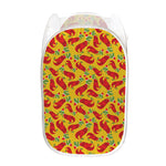 Santa Claus T-Rex Christmas Dino Print Mesh Laundry Hamper