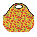 Santa Claus T-Rex Christmas Dino Print Neoprene Lunch Bag
