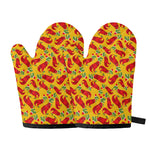 Santa Claus T-Rex Christmas Dino Print Oven Mitts
