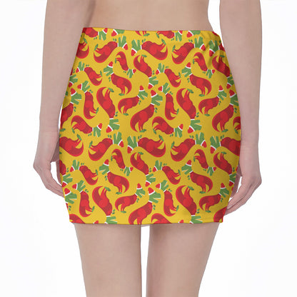 Santa Claus T-Rex Christmas Dino Print Pencil Mini Skirt