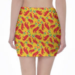 Santa Claus T-Rex Christmas Dino Print Pencil Mini Skirt