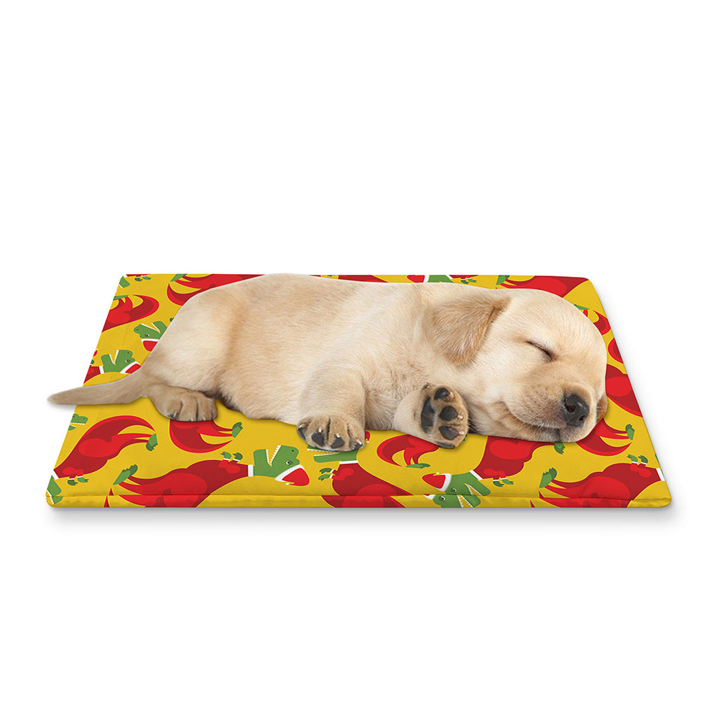 Santa Claus T-Rex Christmas Dino Print Pet Cooling Mat Cover