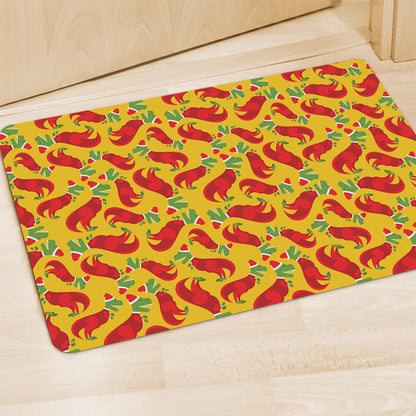 Santa Claus T-Rex Christmas Dino Print Polyester Doormat