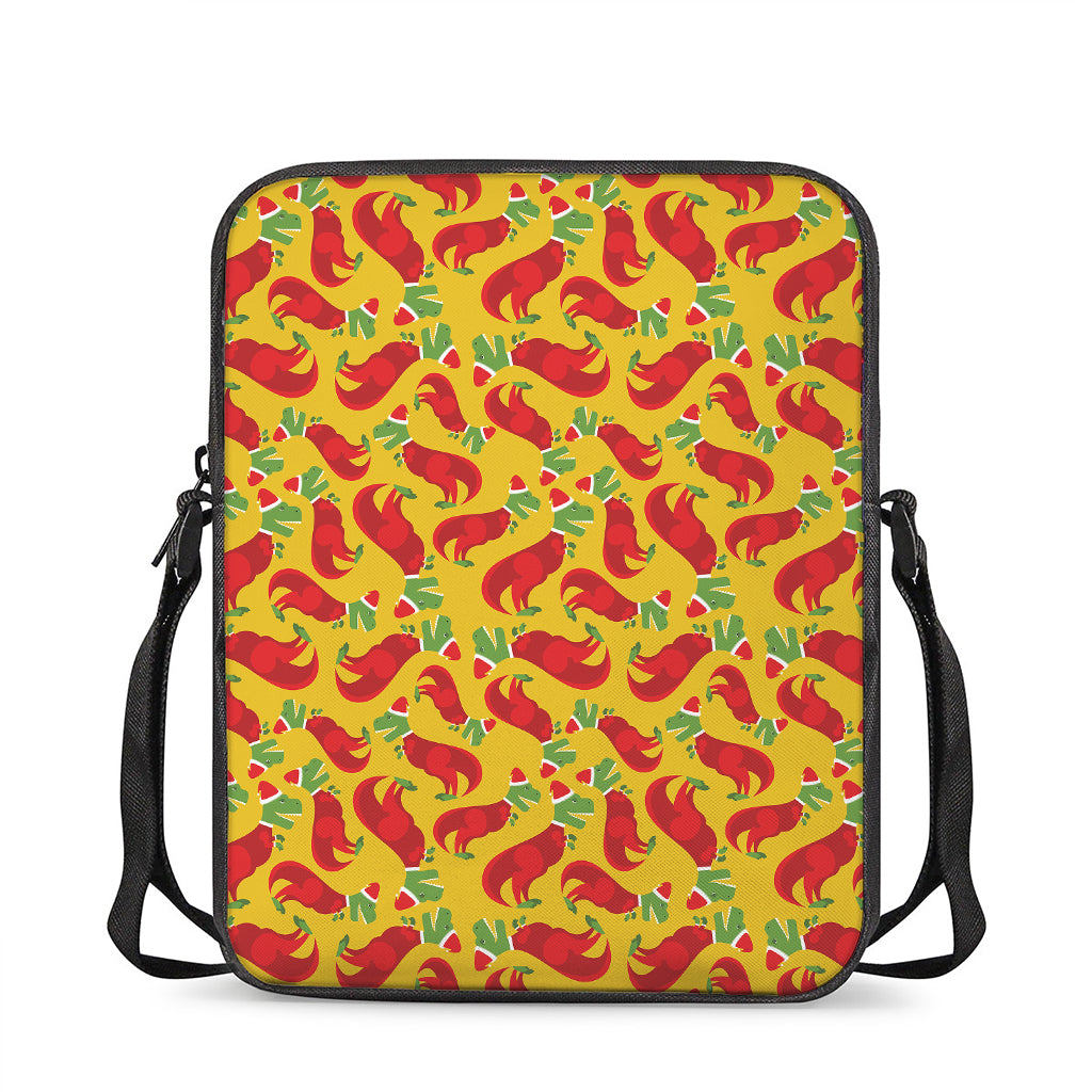 Santa Claus T-Rex Christmas Dino Print Rectangular Crossbody Bag