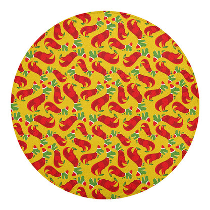 Santa Claus T-Rex Christmas Dino Print Round Blanket
