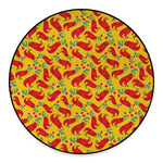 Santa Claus T-Rex Christmas Dino Print Round Floor Mat