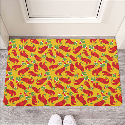 Santa Claus T-Rex Christmas Dino Print Rubber Doormat