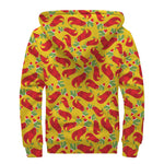 Santa Claus T-Rex Christmas Dino Print Sherpa Lined Zip Up Hoodie