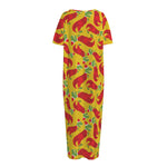 Santa Claus T-Rex Christmas Dino Print Short Sleeve Long Nightdress