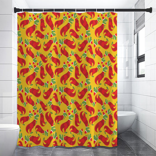 Santa Claus T-Rex Christmas Dino Print Shower Curtain