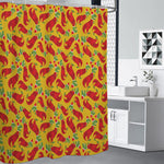 Santa Claus T-Rex Christmas Dino Print Shower Curtain