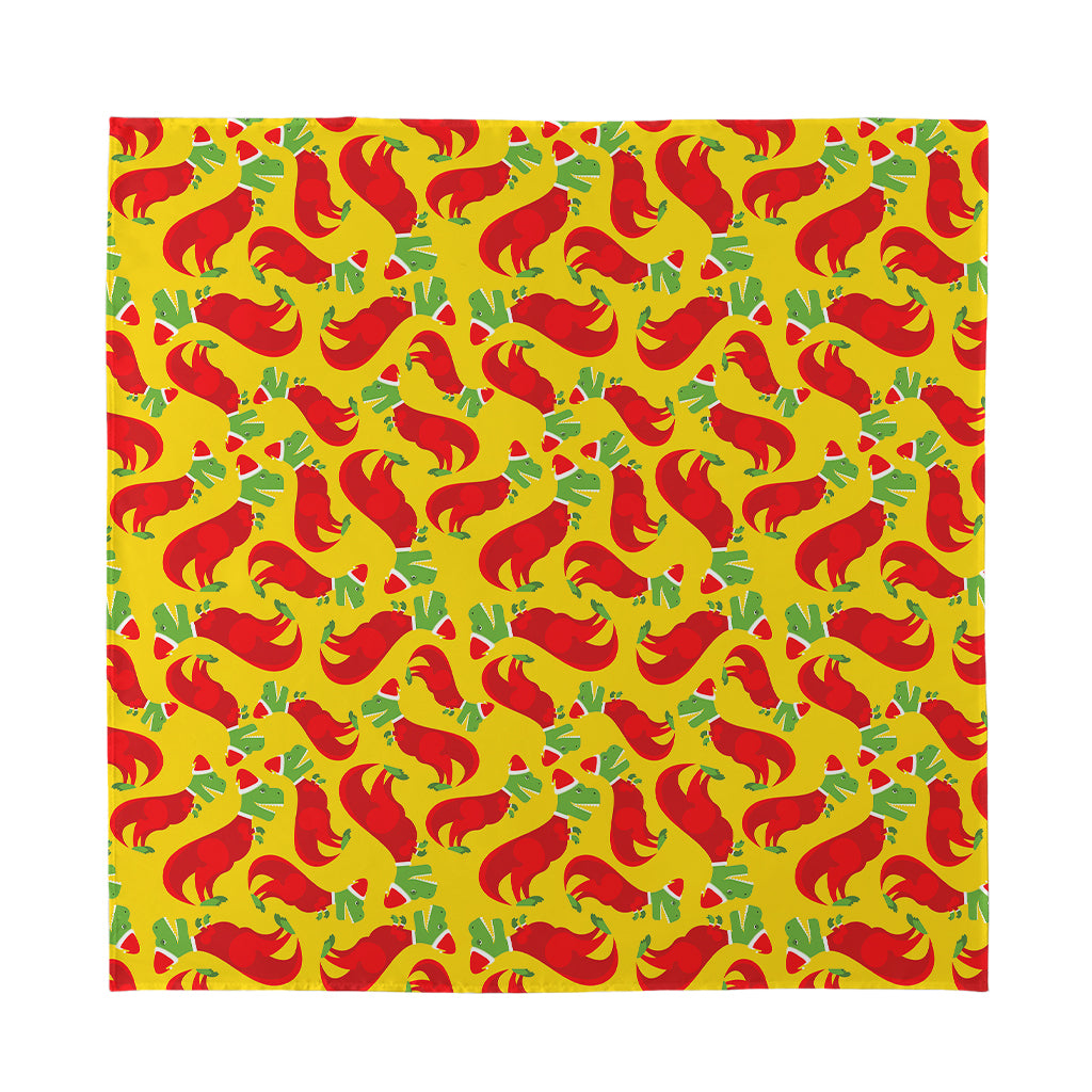 Santa Claus T-Rex Christmas Dino Print Silk Bandana