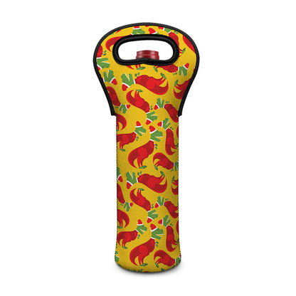 Santa Claus T-Rex Christmas Dino Print Single Neoprene Wine Tote