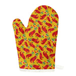 Santa Claus T-Rex Christmas Dino Print Single Oven Mitt