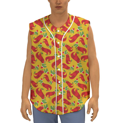 Santa Claus T-Rex Christmas Dino Print Sleeveless Baseball Jersey