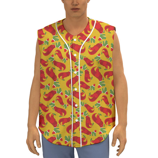 Santa Claus T-Rex Christmas Dino Print Sleeveless Baseball Jersey