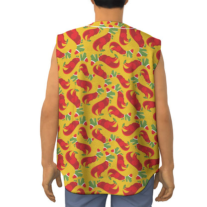 Santa Claus T-Rex Christmas Dino Print Sleeveless Baseball Jersey