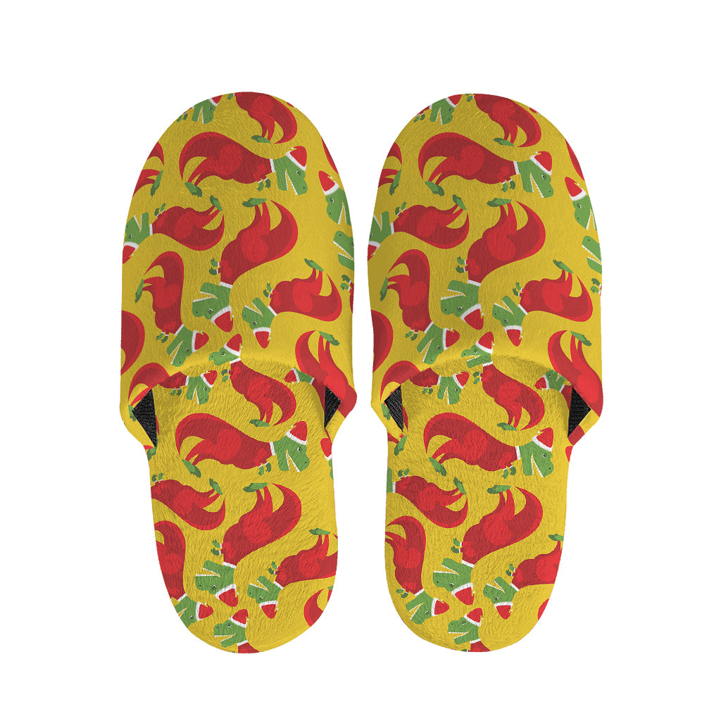 Santa Claus T-Rex Christmas Dino Print Slippers