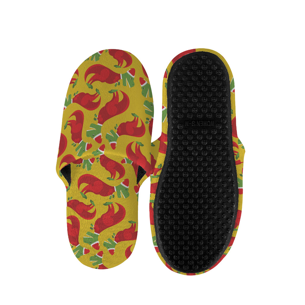 Santa Claus T-Rex Christmas Dino Print Slippers