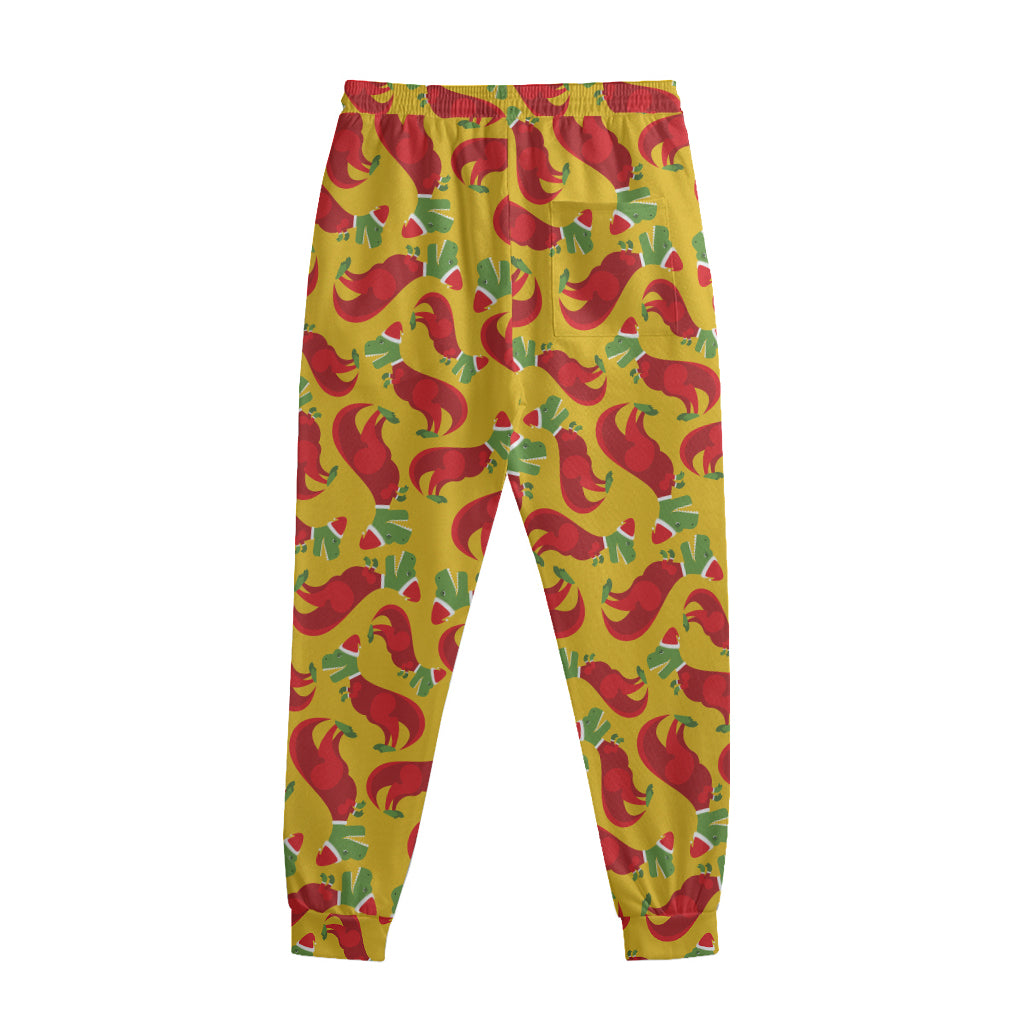 Santa Claus T-Rex Christmas Dino Print Sweatpants