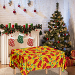 Santa Claus T-Rex Christmas Dino Print Tablecloth
