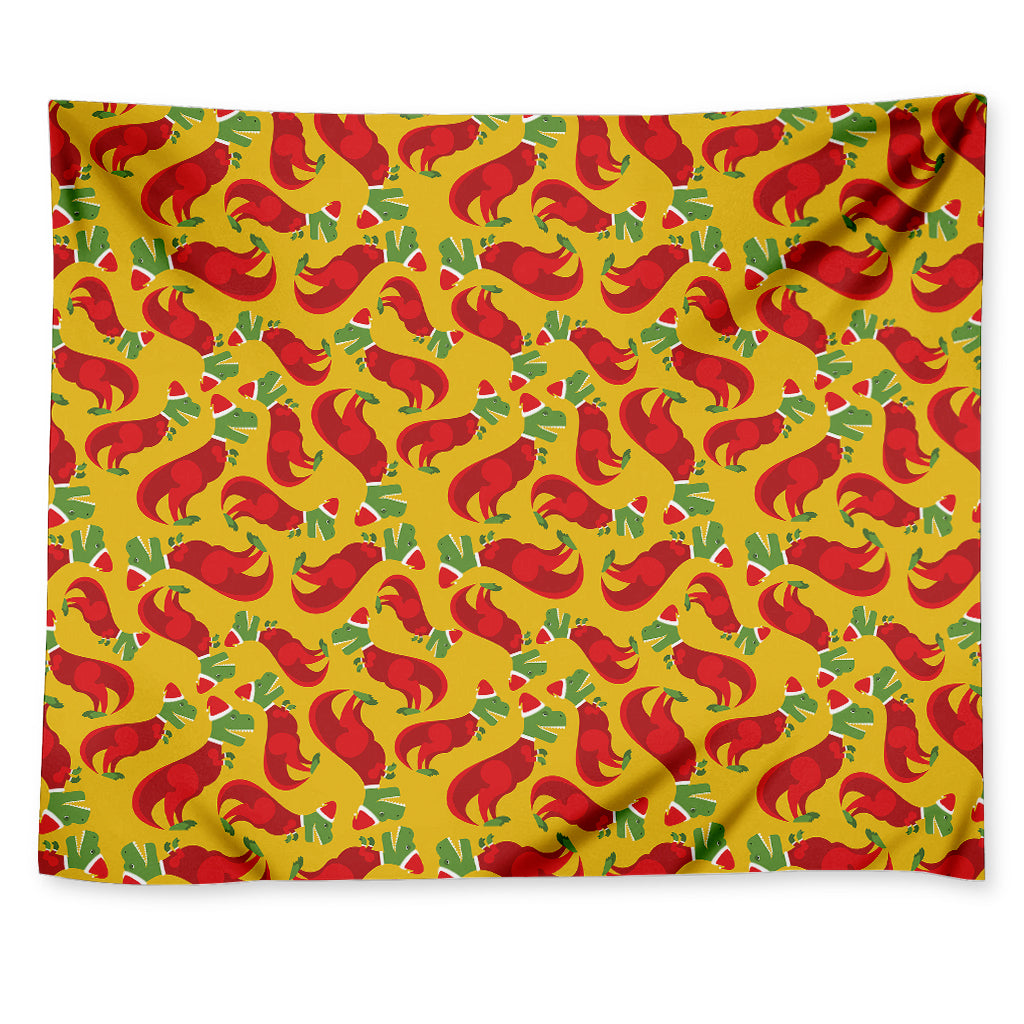 Santa Claus T-Rex Christmas Dino Print Tapestry