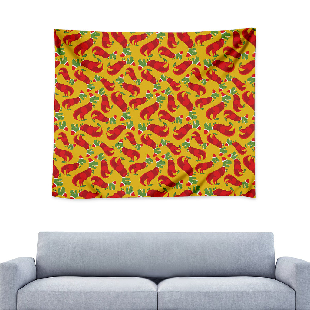 Santa Claus T-Rex Christmas Dino Print Tapestry