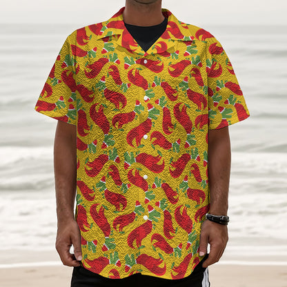 Santa Claus T-Rex Christmas Dino Print Textured Short Sleeve Shirt